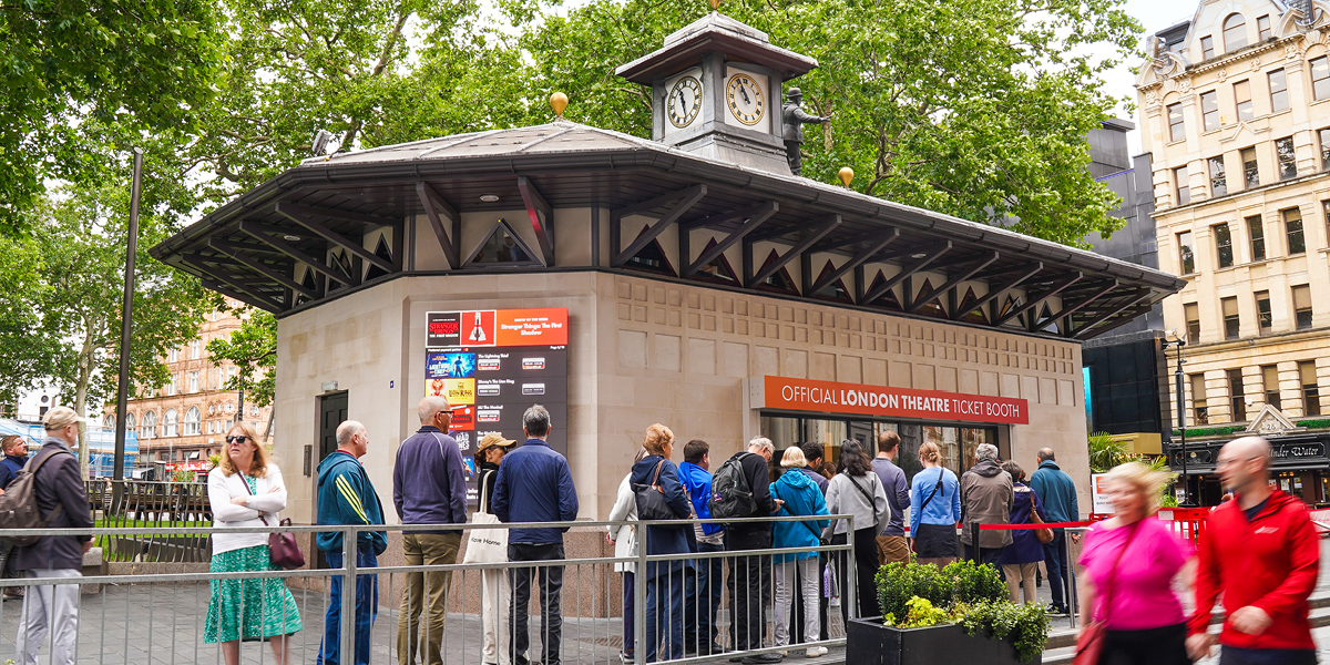 Der TKTS-Kiosk am Leicester Square